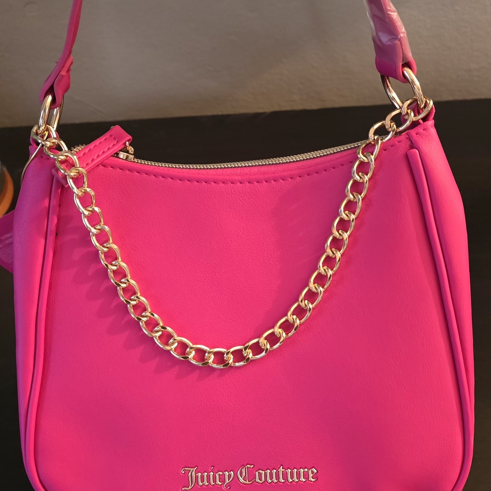 NEW NWT WOMEN JUICY COUTURE PINK GOLD CHAIN HOBO SHOULDER BAG PURSE HANDBAG